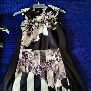 H&M black and white mini dress size 10